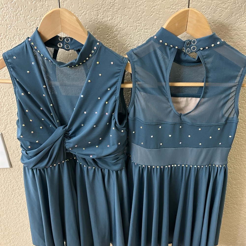 Weissman Blue Kids Dance Costume with Pearl Accents